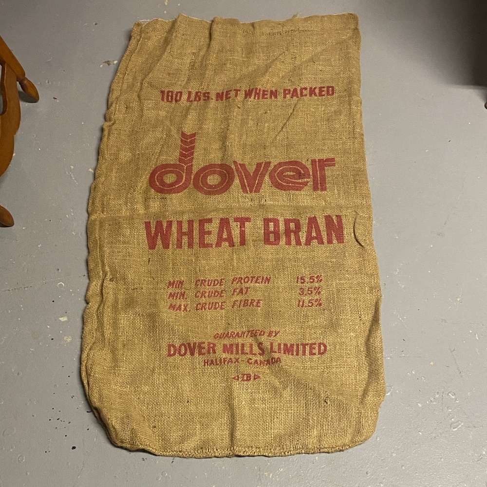 Vintage Dover Wheat Bran Burlap Sack